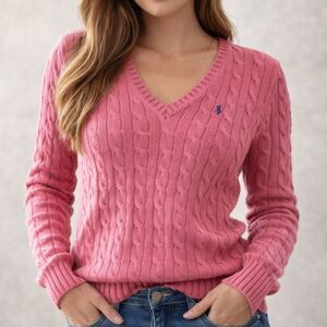 Ralph Lauren Hot Pink Cabled Sweater L